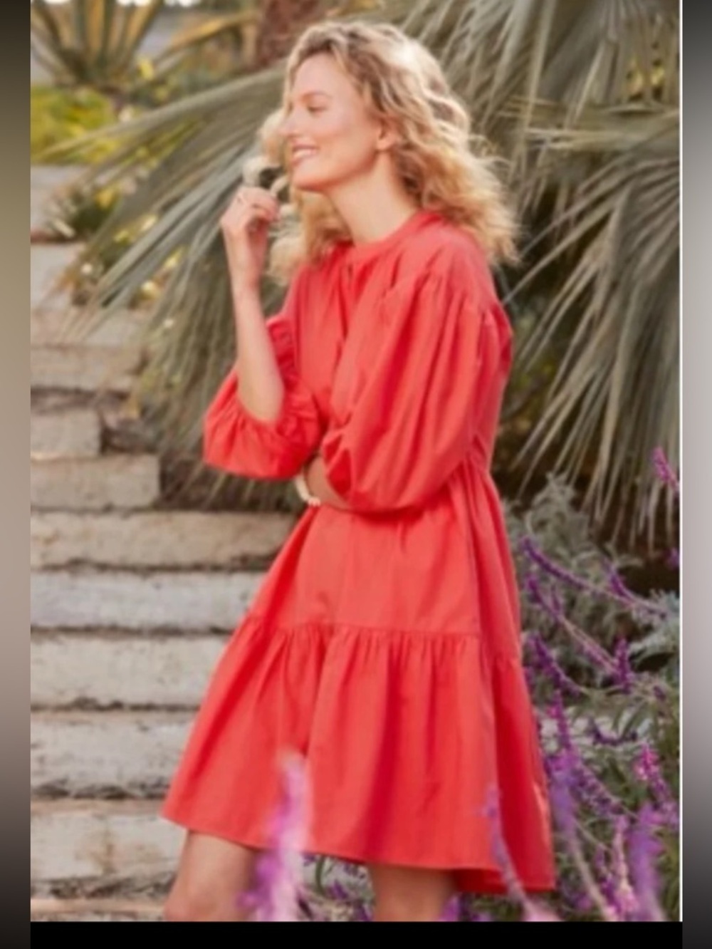 EVEREVE Sundry The Anywhere Babydoll Dress Tiered Balloon Sleeves Size 2/ Medium - Picture 4 of 12